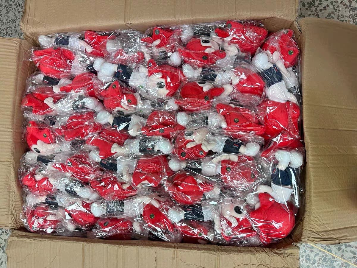 Plush toy production machinery in operation