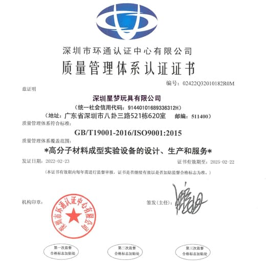 ISO 9001:2015 certificate — Quality Management System | StarDream Toys plush toy factory