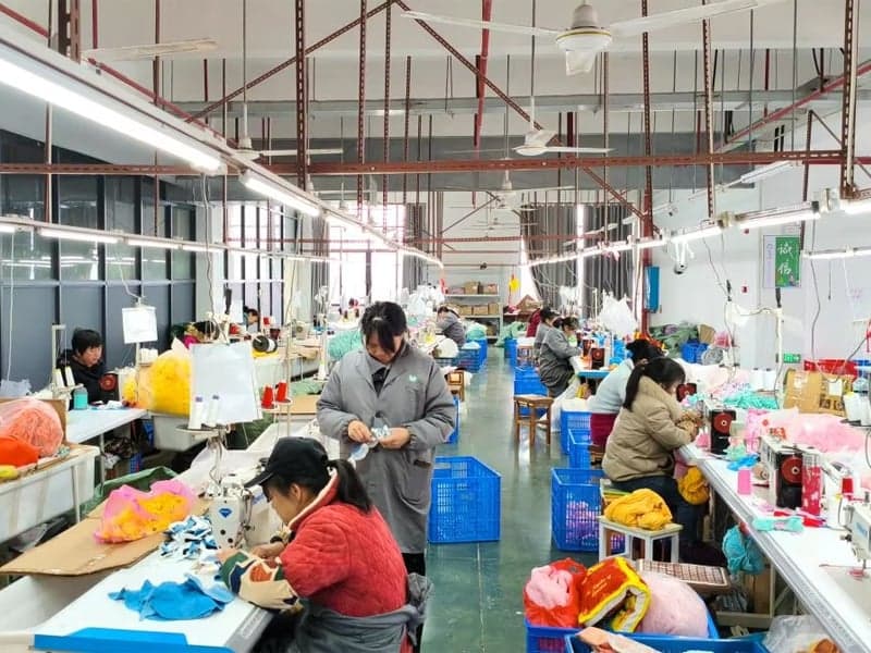 Step 04: Mass Production — Once the sample is approved, we begin bulk stuffed animals production with strict quality control at every stage. Regular progress updates provided for your wholesale plush order.
